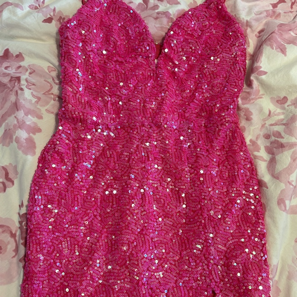 Preppy Pink Sequin Mini Dress